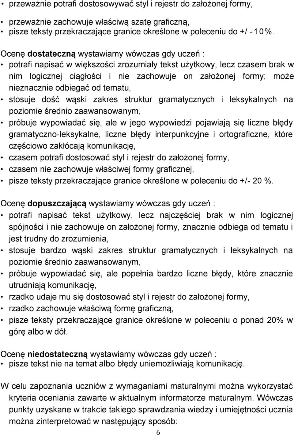 nieznacznie odbiegać od tematu, stosuje dość wąski zakres struktur gramatycznych i leksykalnych na poziomie średnio zaawansowanym, próbuje wypowiadać się, ale w jego wypowiedzi pojawiają się liczne