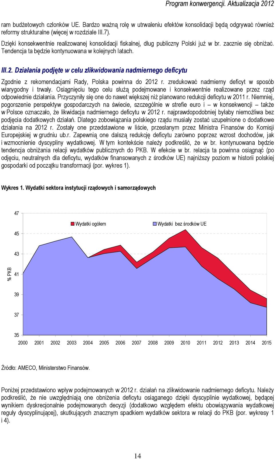 Działania podjęte w celu zlikwidowania nadmiernego deficytu Zgodnie z rekomendacjami Rady, Polska powinna do 2012 r. zredukować nadmierny deficyt w sposób wiarygodny i trwały.