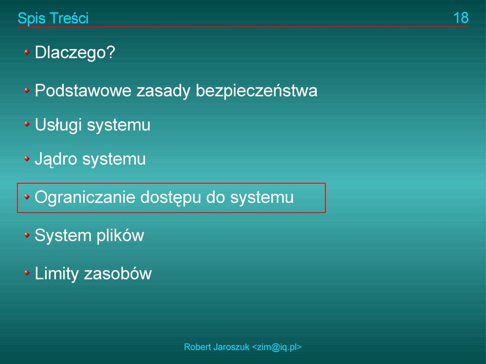 Usługi systemu Jądro systemu