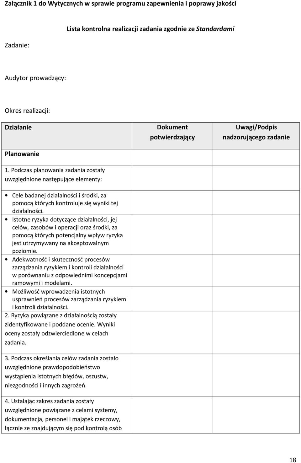 Istotne ryzyka dotyczące działalności, jej celów, zasobów i operacji oraz środki, za pomocą których potencjalny wpływ ryzyka jest utrzymywany na akceptowalnym poziomie.