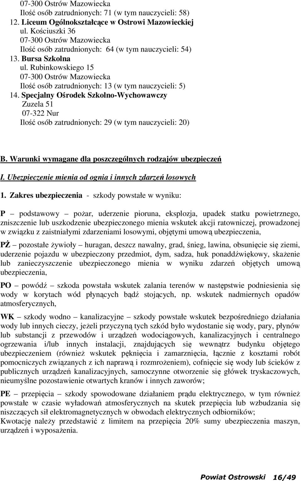 Rubinkowskiego 15 07-300 Ostrów Mazowiecka Ilość osób zatrudnionych: 13 (w tym nauczycieli: 5) 14.