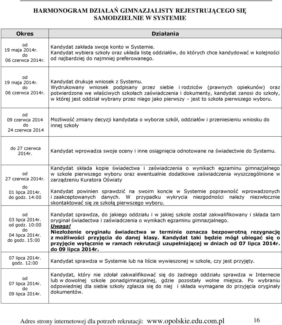 Kandydat drukuje wniosek z Systemu.