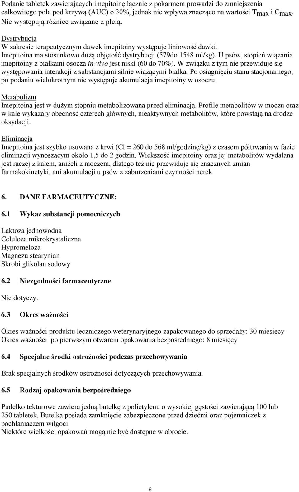 U psów, stopień wiązania imepitoiny z białkami osocza in-vivo jest niski (60 do 70%). W związku z tym nie przewiduje się występowania interakcji z substancjami silnie wiążącymi białka.