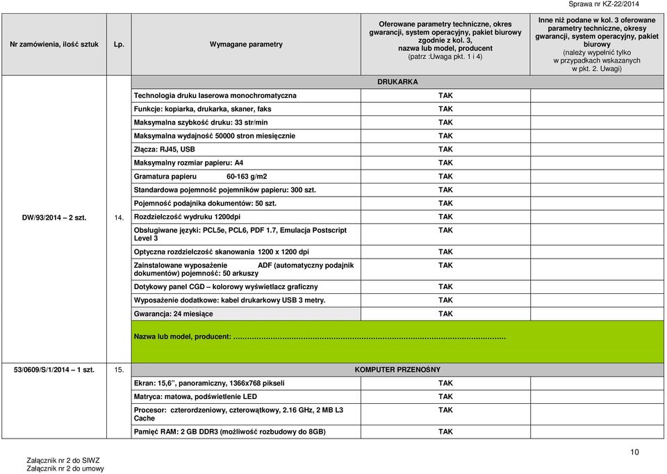 rozmiar papieru: A4 Gramatura papieru 60-163 g/m2 Standardowa pojemność pojemników papieru: 300 szt. Pojemność podajnika dokumentów: 50 szt.