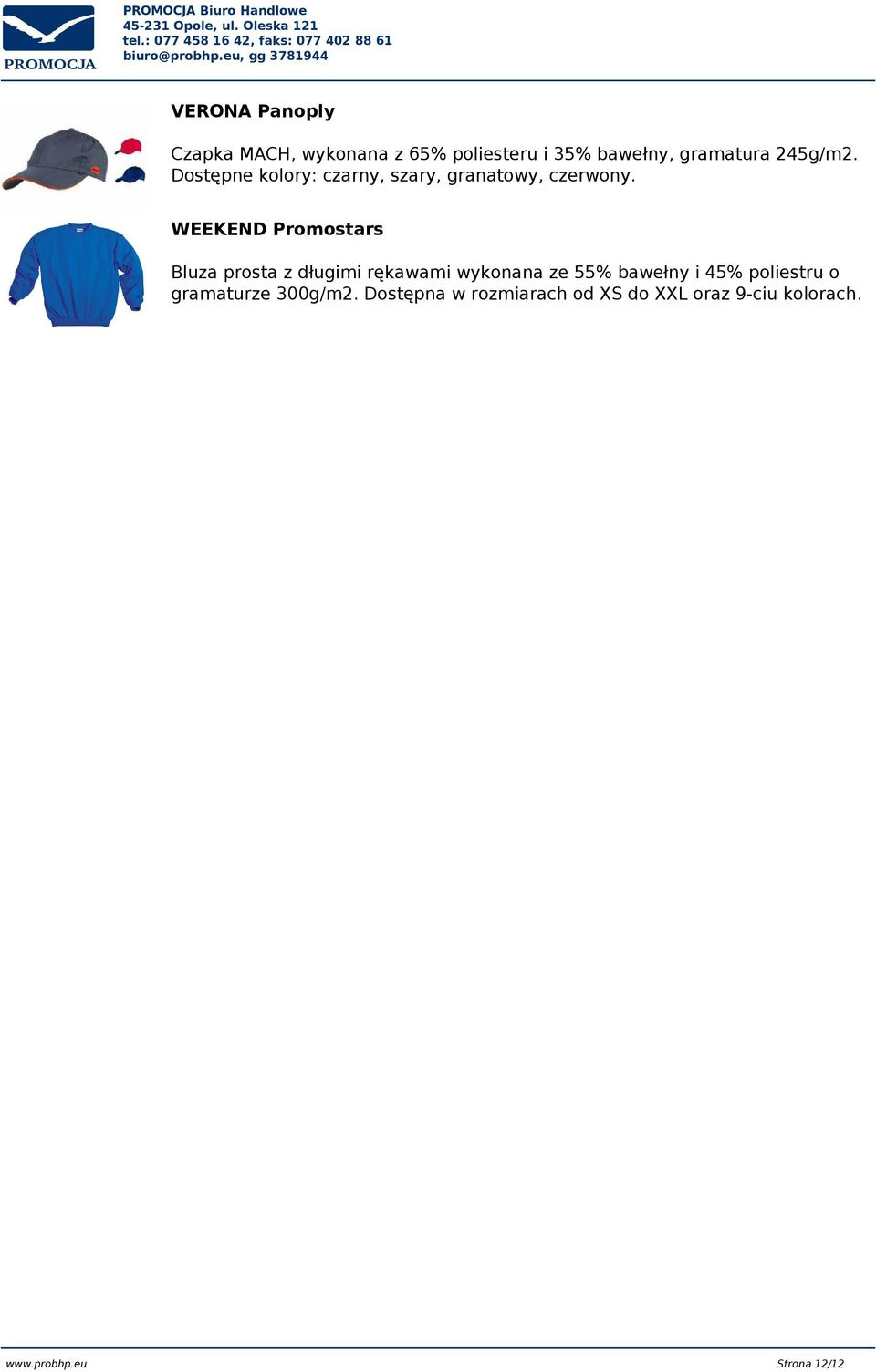 WEEKEND Promostars Bluza prosta z długimi rękawami wykonana ze 55% bawełny i 45%