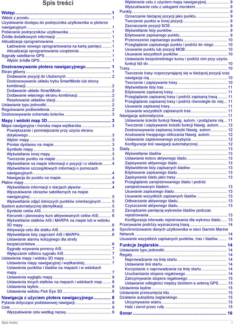 .. 1 Dostosowywanie plotera nawigacyjnego... 1 Ekran główny... 1 Dodawanie pozycji do Ulubionych... 2 Dostosowywanie układu trybu SmartMode lub strony kombinacji... 2 Dodawanie układu SmartMode.