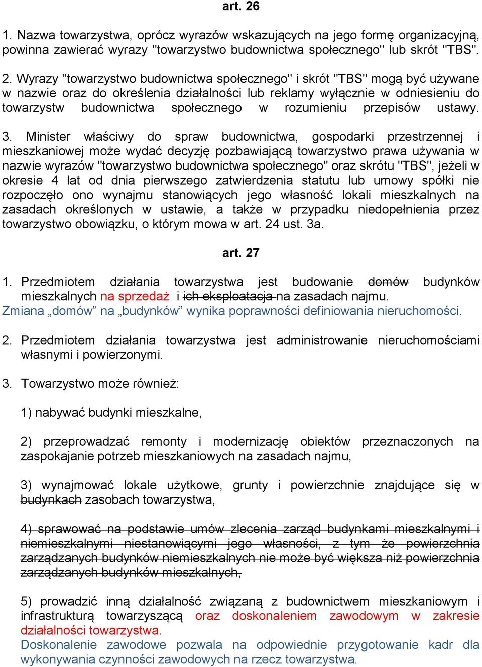 Wyrazy "towarzystwo budownictwa społecznego" i skrót "TBS" mogą być używane w nazwie oraz do określenia działalności lub reklamy wyłącznie w odniesieniu do towarzystw budownictwa społecznego w