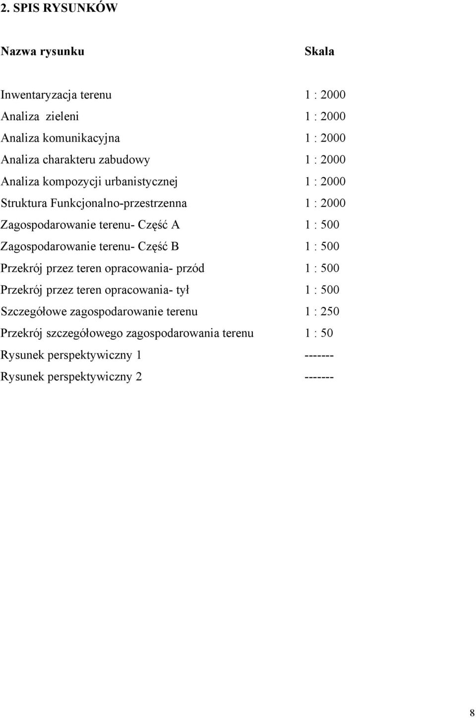 B 1 : 500 Przekrój przez teren opracowania- przód 1 : 500 Przekrój przez teren opracowania- tył 1 : 500 Szczegółowe zagospodarowanie