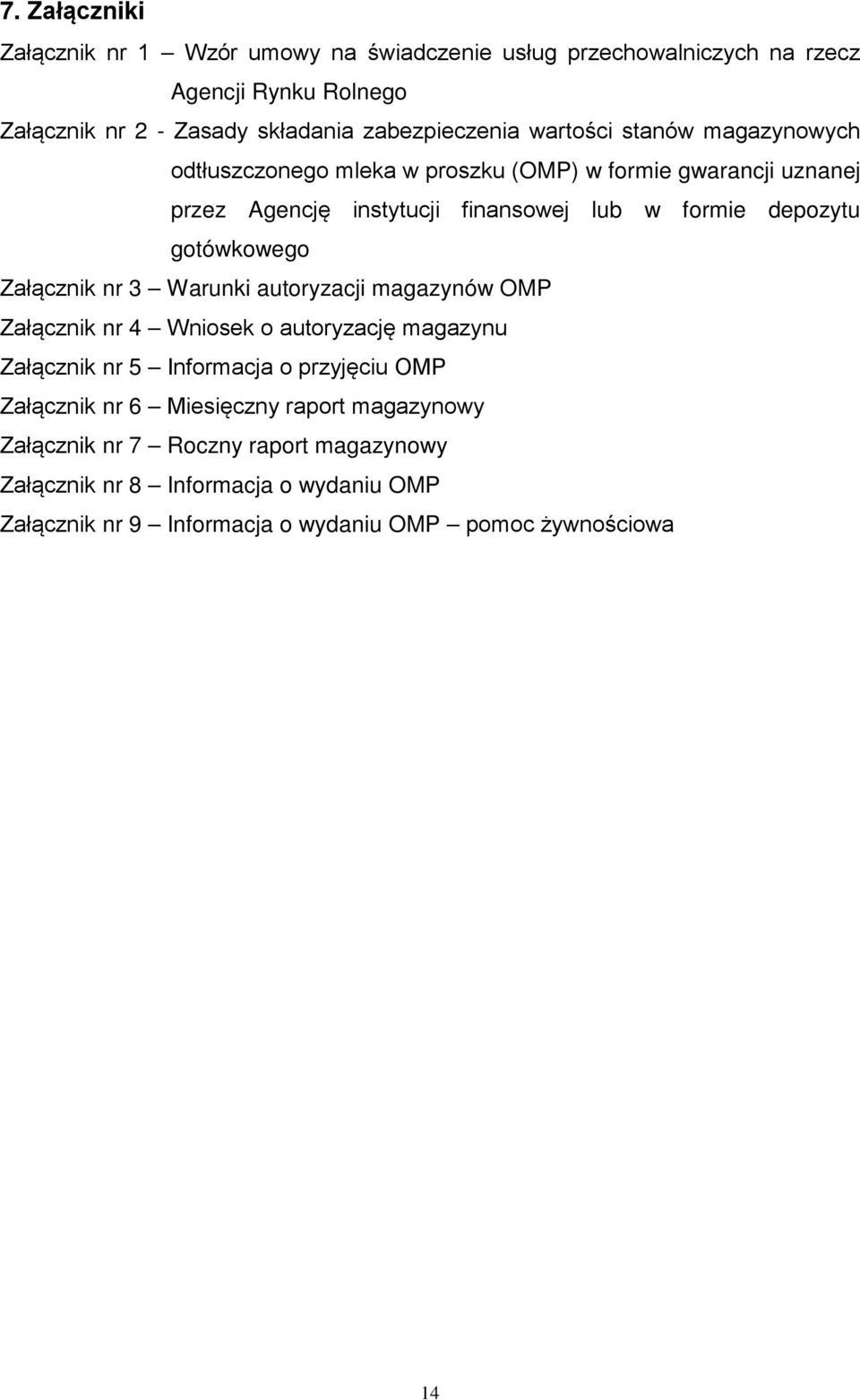 gotówkowego Załącznik nr 3 Warunki autoryzacji magazynów OMP Załącznik nr 4 Wniosek o autoryzację magazynu Załącznik nr 5 Informacja o przyjęciu OMP Załącznik