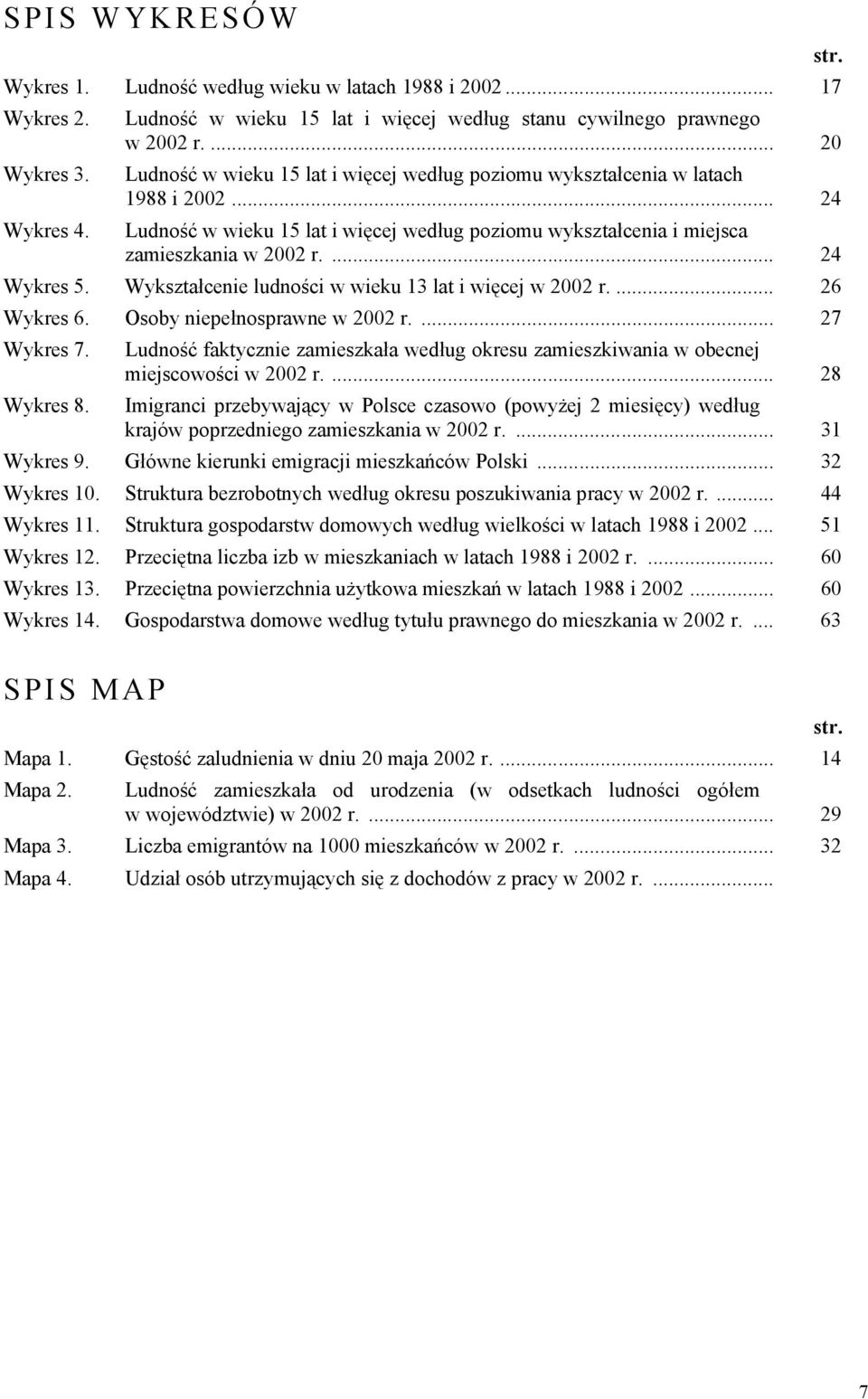 ... 24 Wykres 5. Wykształcenie ludności w wieku 13 lat i więcej w 2002 r.... 26 Wykres 6. Osoby niepełnosprawne w 2002 r.... 27 Wykres 7.