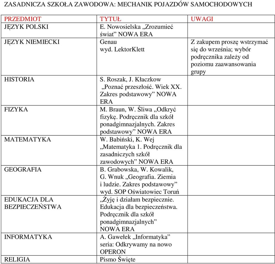 POJAZDÓW SAMOCHODOWYCH