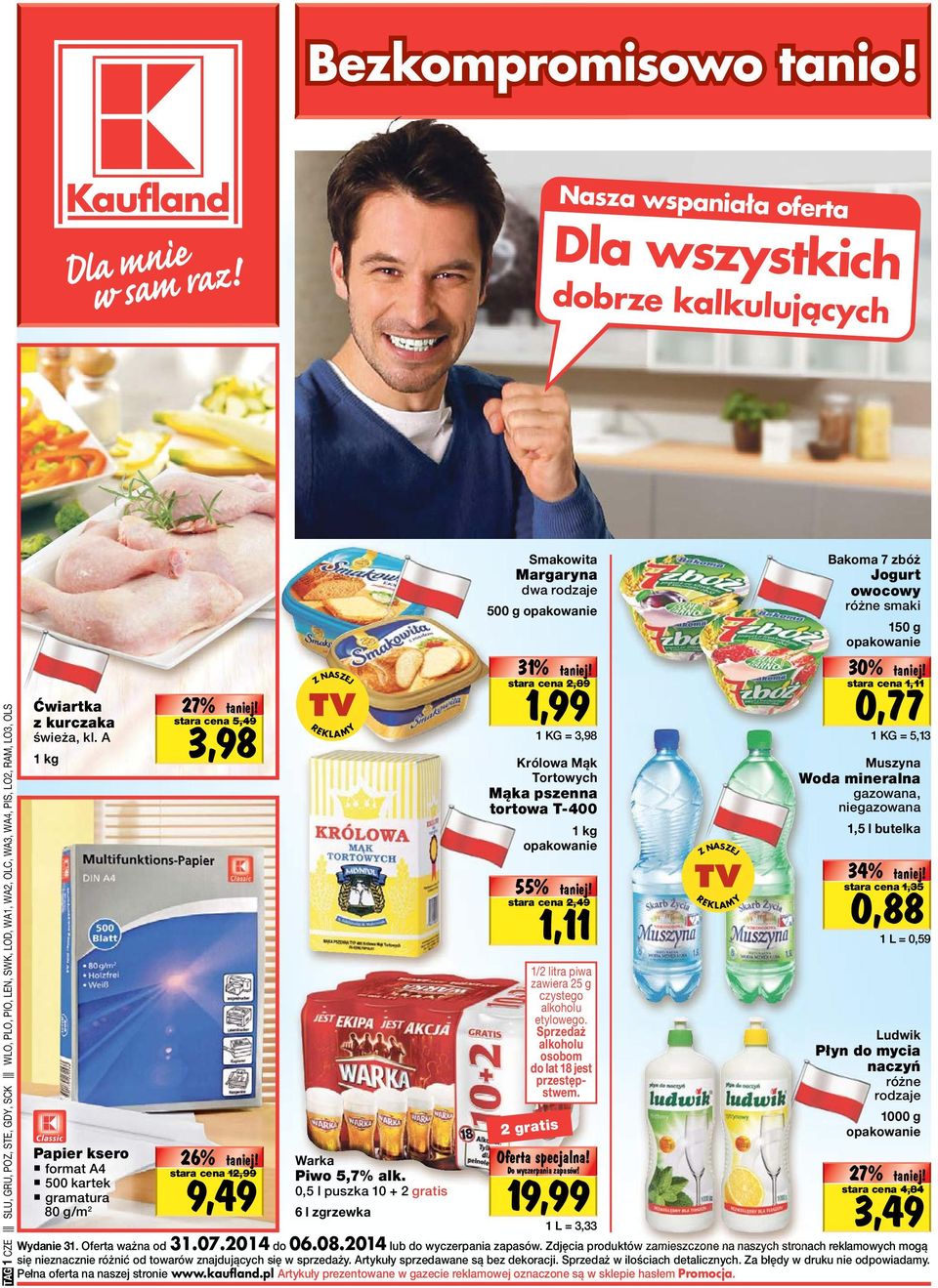 świeża, kl. A 1 kg Papier ksero format A4 500 kartek gramatura 80 g/m 2 27% 3,98 stara cena 5,49 26% 9,49 stara cena 12,99 Z NASZEJ TV REKLAMY Warka Piwo 5,7% alk.