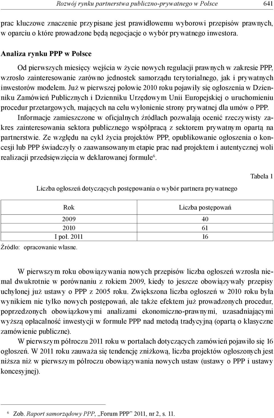 Analiza rynku PPP w Polsce Od pierwszych miesięcy wejścia w życie nowych regulacji prawnych w zakresie PPP, wzrosło zainteresowanie zarówno jednostek samorządu terytorialnego, jak i prywatnych