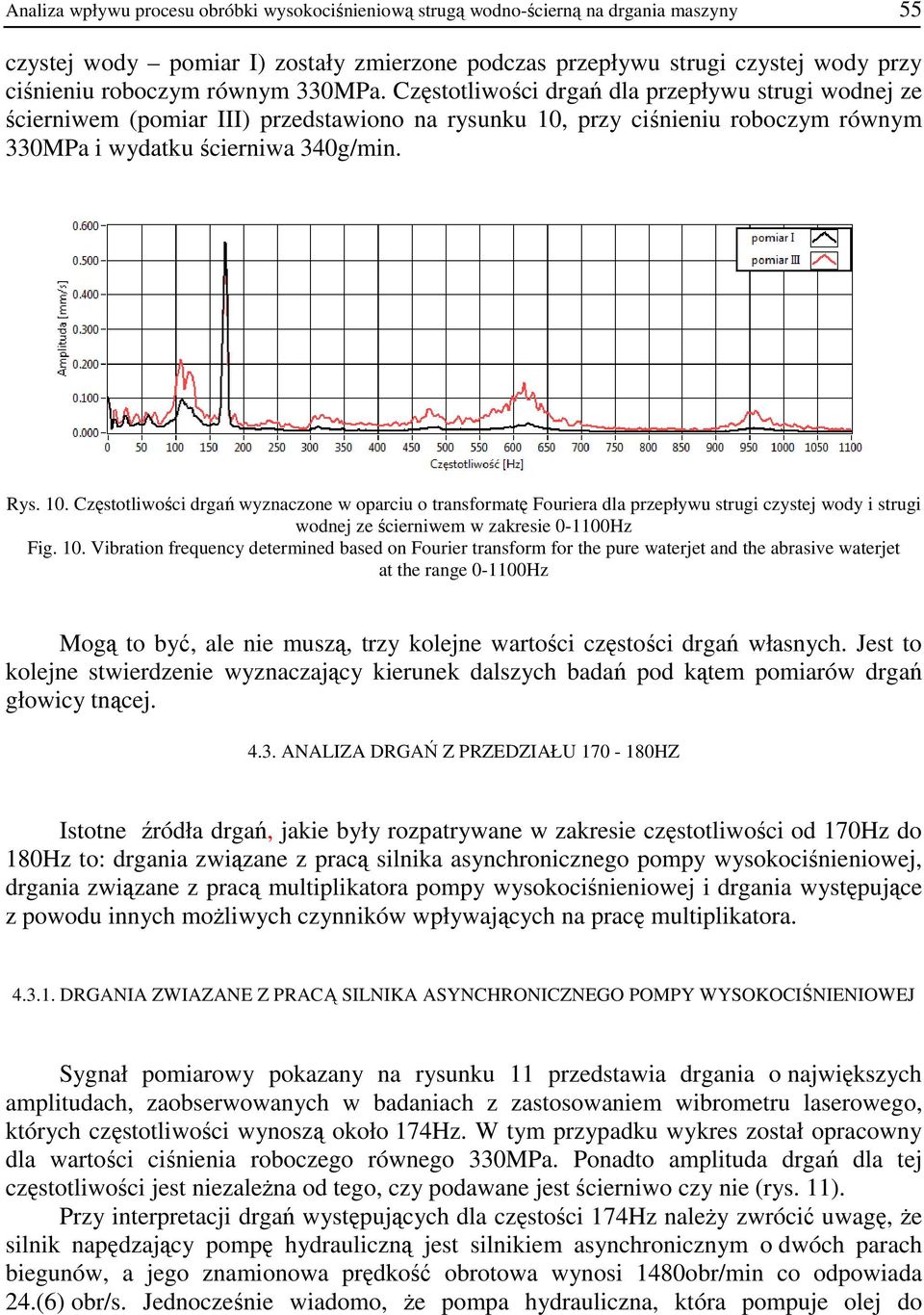 przy ciśnieniu roboczym równym 330MPa i wydatku ścierniwa 340g/min. Rys. 10.