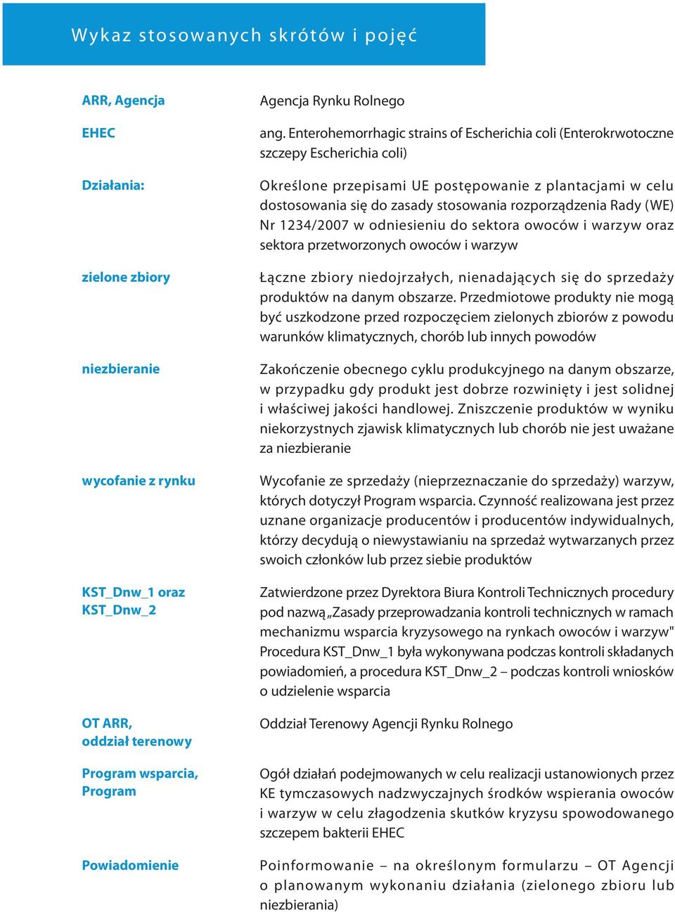 Enterohemorrhagic strains of Escherichia coli (Enterokrwotoczne szczepy Escherichia coli) Określone przepisami UE postępowanie z plantacjami w celu dostosowania się do zasady stosowania