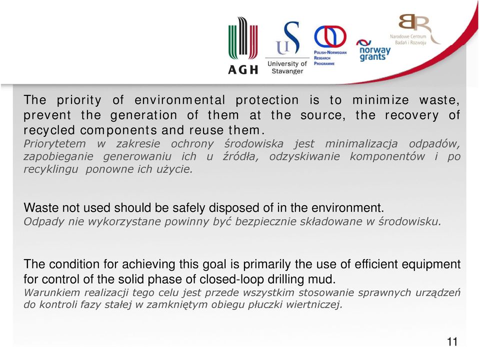 Waste not used should be safely disposed of in the environment. Odpady nie wykorzystane powinny być bezpiecznie składowane w środowisku.