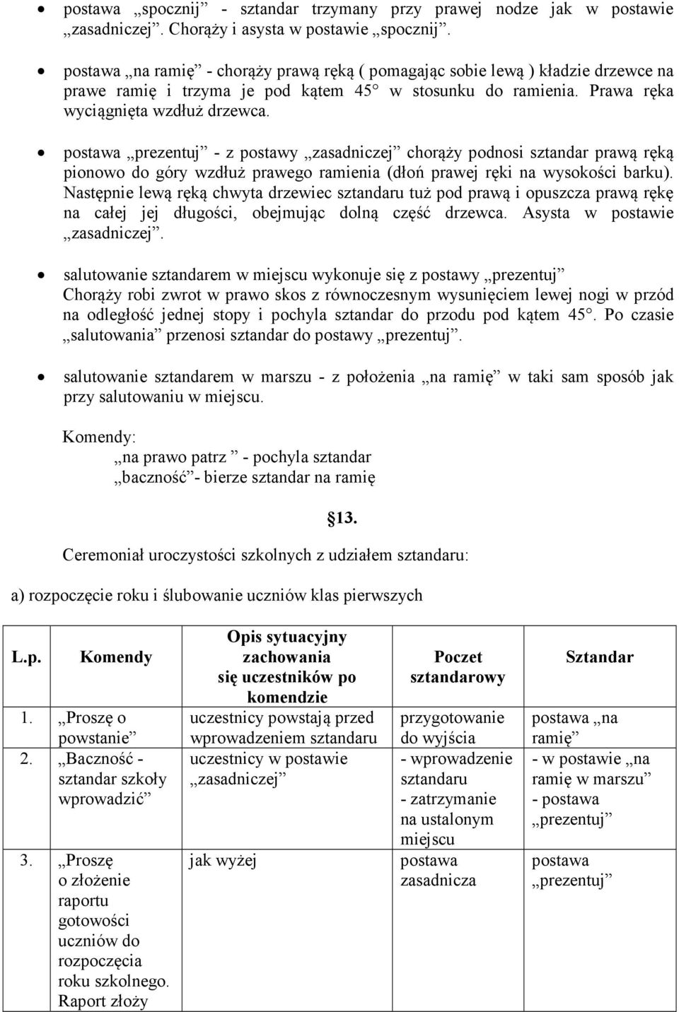 Następnie lewą ręką chwyta drzewiec tuż pod prawą i opuszcza prawą rękę na całej jej długości, obejmując dolną część drzewca. Asysta.