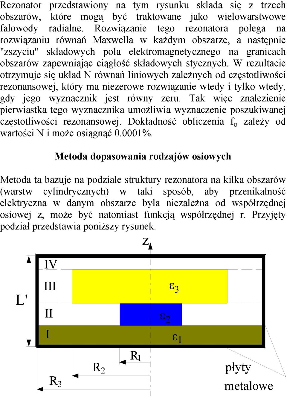 W ezultacie otzymuje się układ N ównań liniowych zależnych od częstotliwości ezonansowej, któy ma niezeowe ozwiązanie wtedy i tylko wtedy, gdy jego wyznacznik jest ówny zeu.