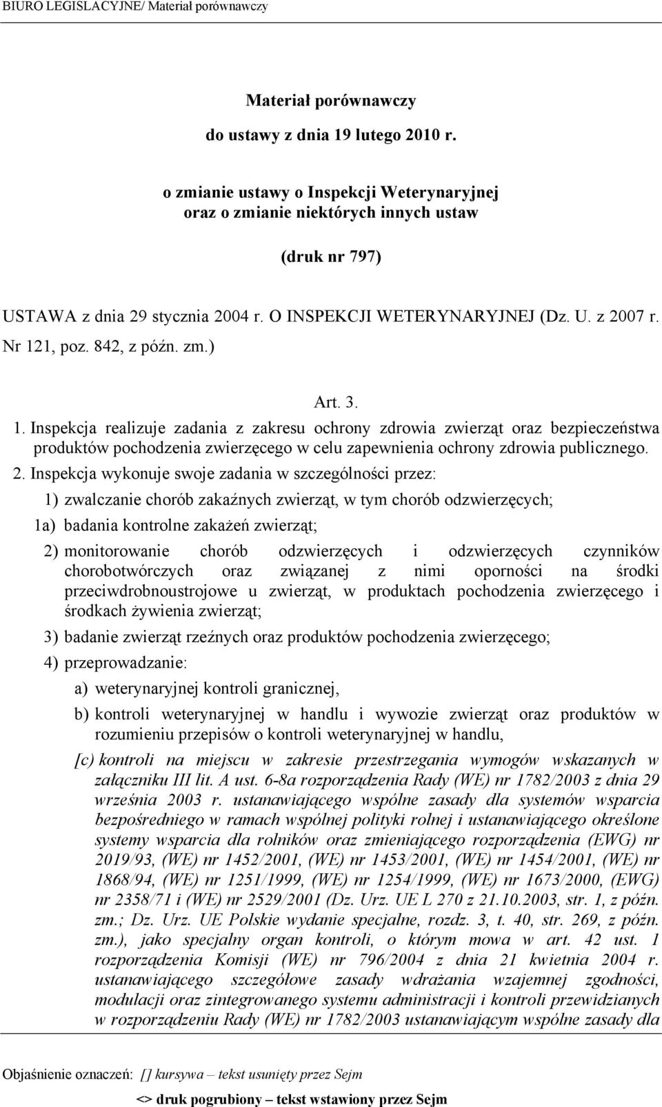 842, z późn. zm.) Art. 3. 1. Inspekcja realizuje zadania z zakresu ochrony zdrowia zwierząt oraz bezpieczeństwa produktów pochodzenia zwierzęcego w celu zapewnienia ochrony zdrowia publicznego. 2.