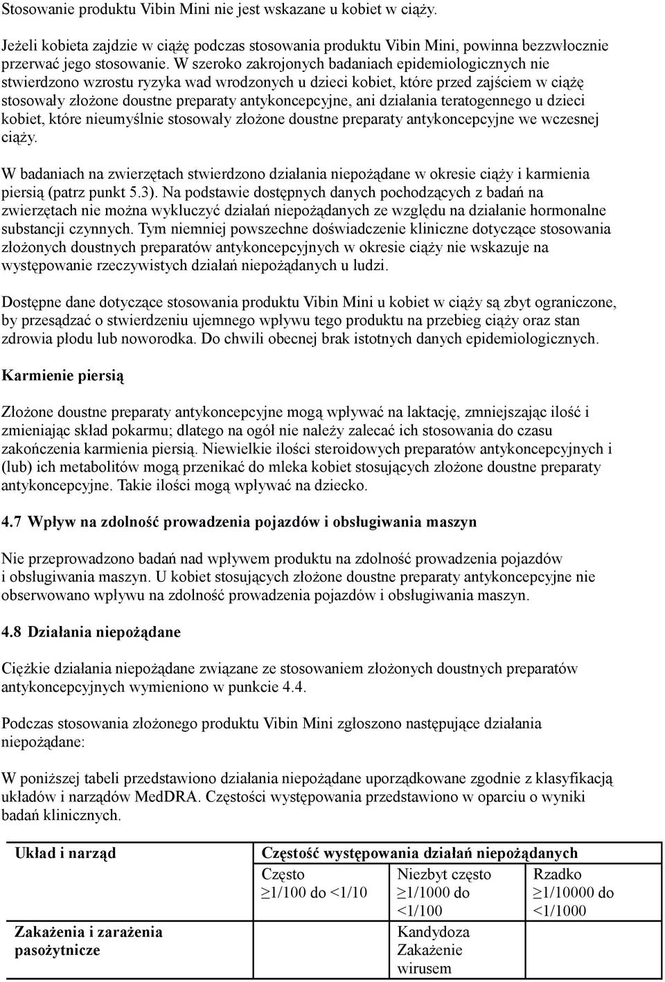 działania teratogennego u dzieci kobiet, które nieumyślnie stosowały złożone doustne preparaty antykoncepcyjne we wczesnej ciąży.