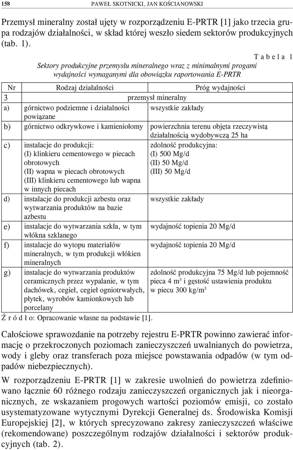 mineralny a) górnictwo podziemne i działalności wszystkie zakłady powiązane b) górnictwo odkrywkowe i kamieniołomy powierzchnia terenu objęta rzeczywistą działalnością wydobywczą 25 ha c) instalacje