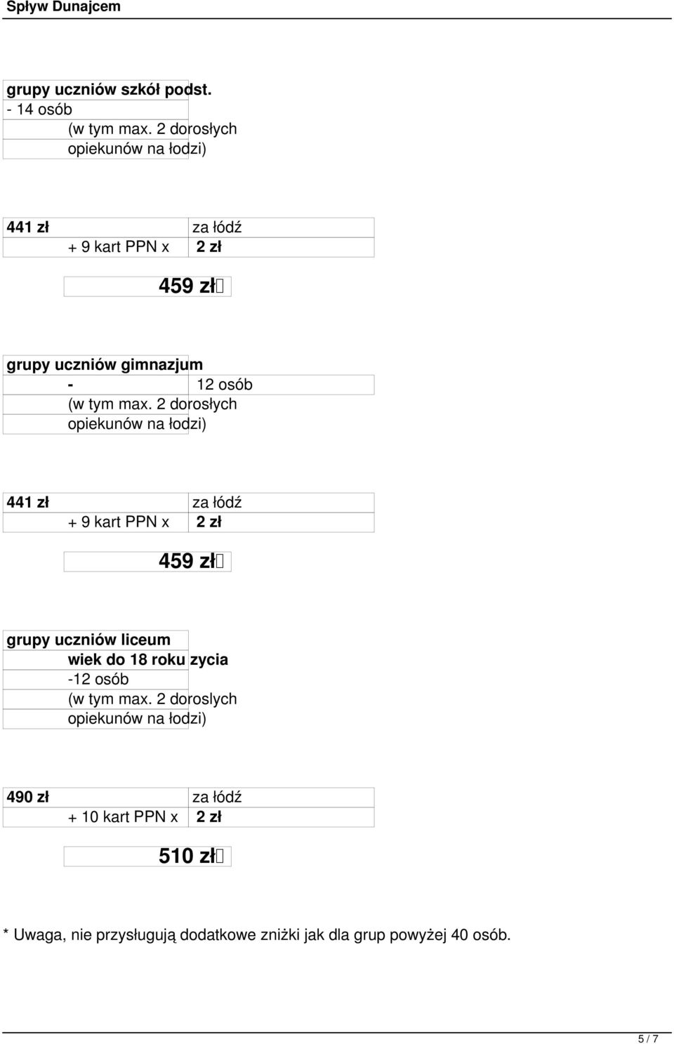 łódź 459 zł grupy uczniów liceum wiek do 18 roku zycia -12 osób (w tym max.