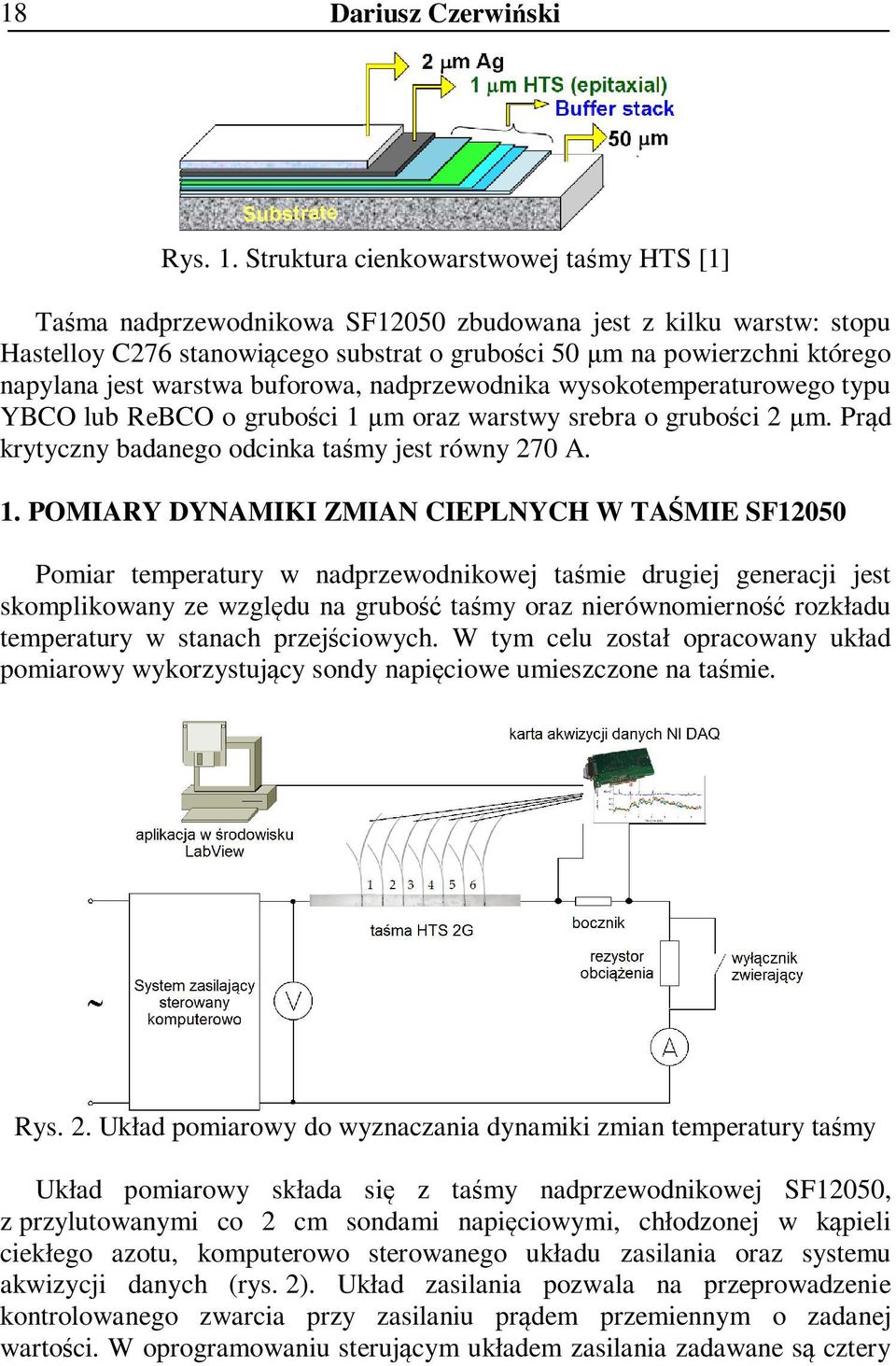 warstwa buforowa, nadprzewodnika wysokotemperaturowego typu YBCO lub ReBCO o grubości 1 