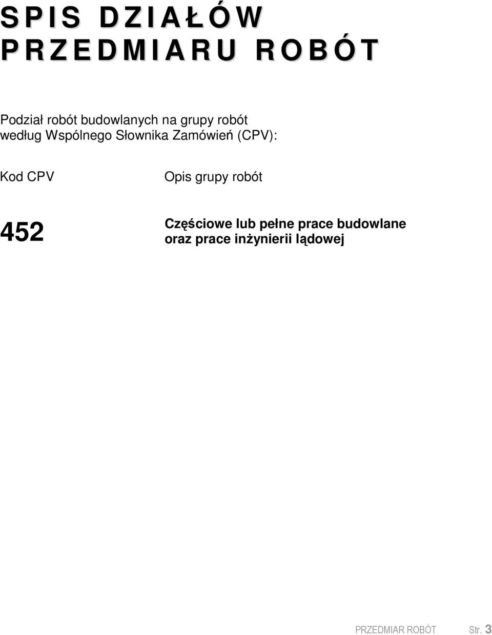 Zamówień (CPV): Kod CPV Opis grupy robót 452 Częściowe lub