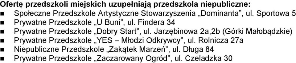 Findera 34 Prywatne Przedszkole Dobry Start, ul.