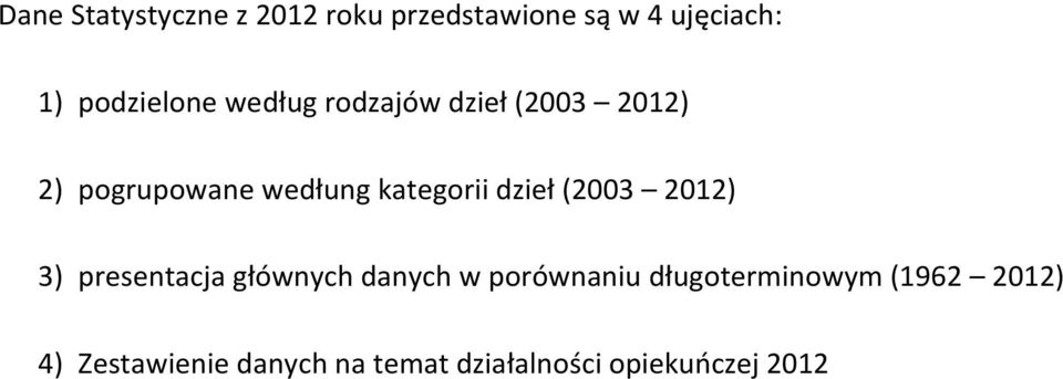 kategorii dzieł (23 212) 3) presentacja głównych danych w porównaniu