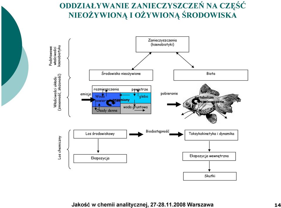 rozmieszczenia Woda powierzchniowa przemiany powietrze gleba woda gruntowa Osady denne pobieranie Biota