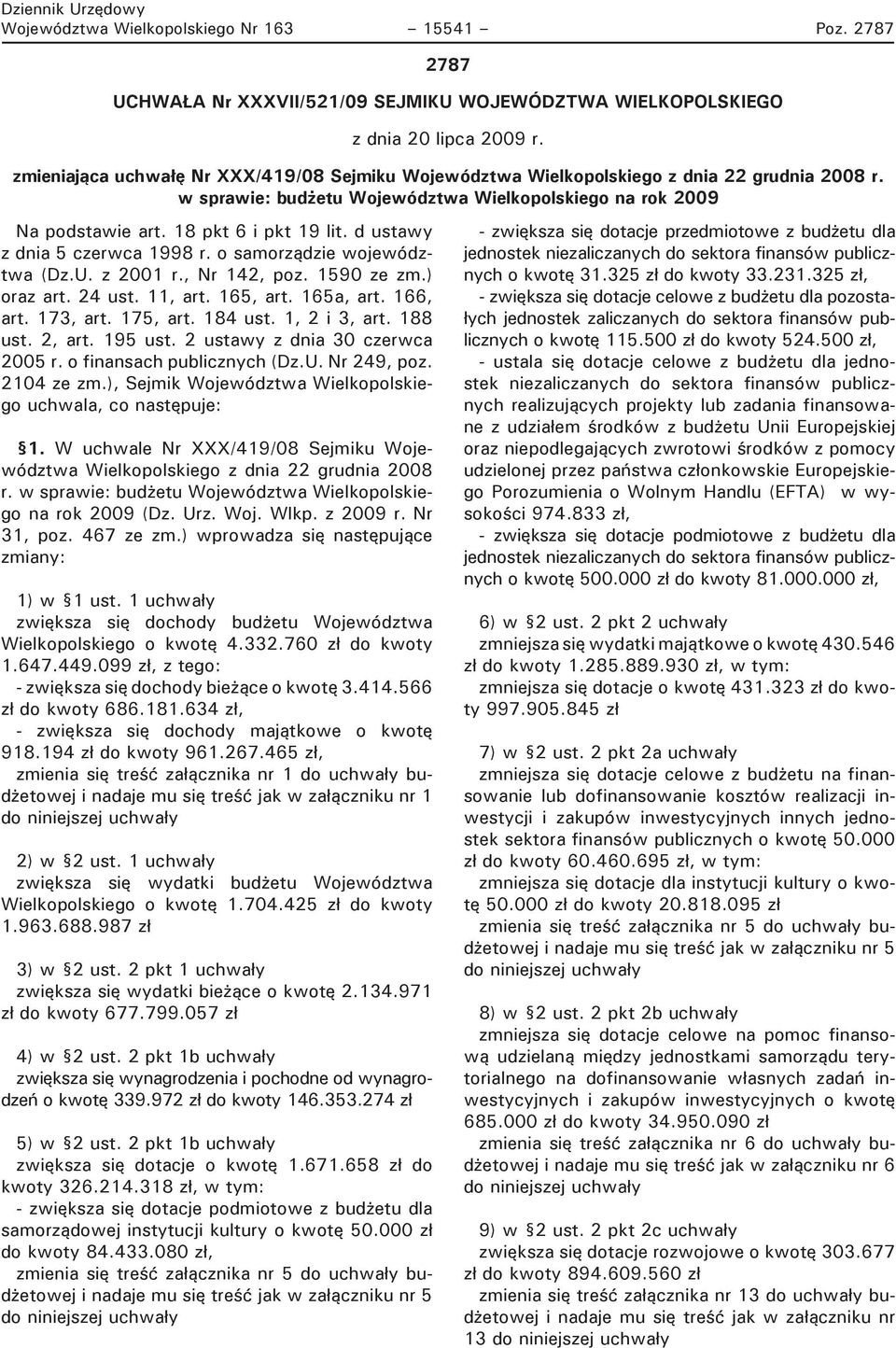 d ustawy z dnia 5 czerwca 1998 r. o samorządzie (Dz.U. z 2001 r., Nr 142, poz. 1590 ze zm.) oraz art. 24 ust. 11, art. 165, art. 165a, art. 166, art. 173, art. 175, art. 184 ust. 1, 2 i 3, art.