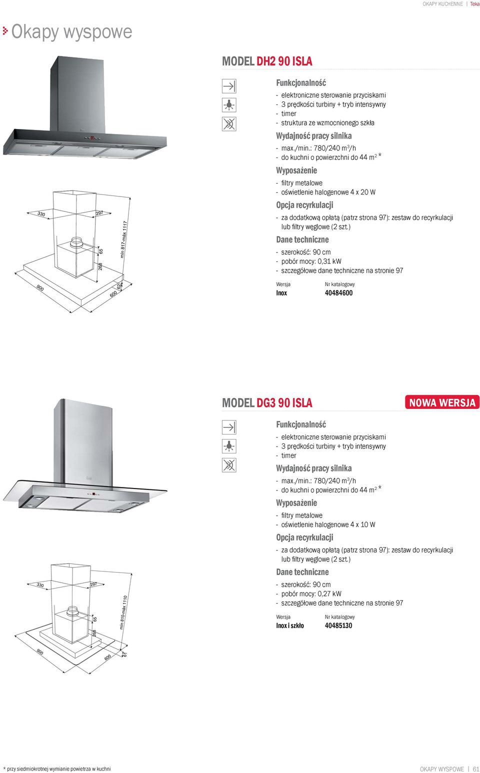 40484600 MODEL DG3 90 ISLA NOWA WERSJA - elektroniczne sterowanie przyciskami + tryb intensywny -