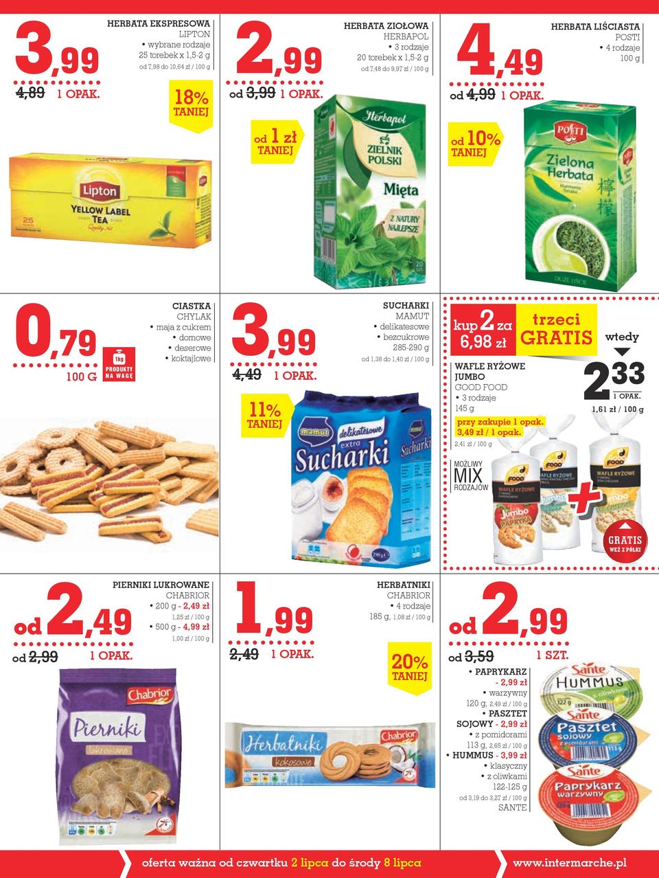 1,40 zł / 100 g 2 za 6,98 zł WAFLE RyżOWE JUMBO GOOD FOOD 145 g przy zaie 1 opak. 3,49 zł / 1 opak.