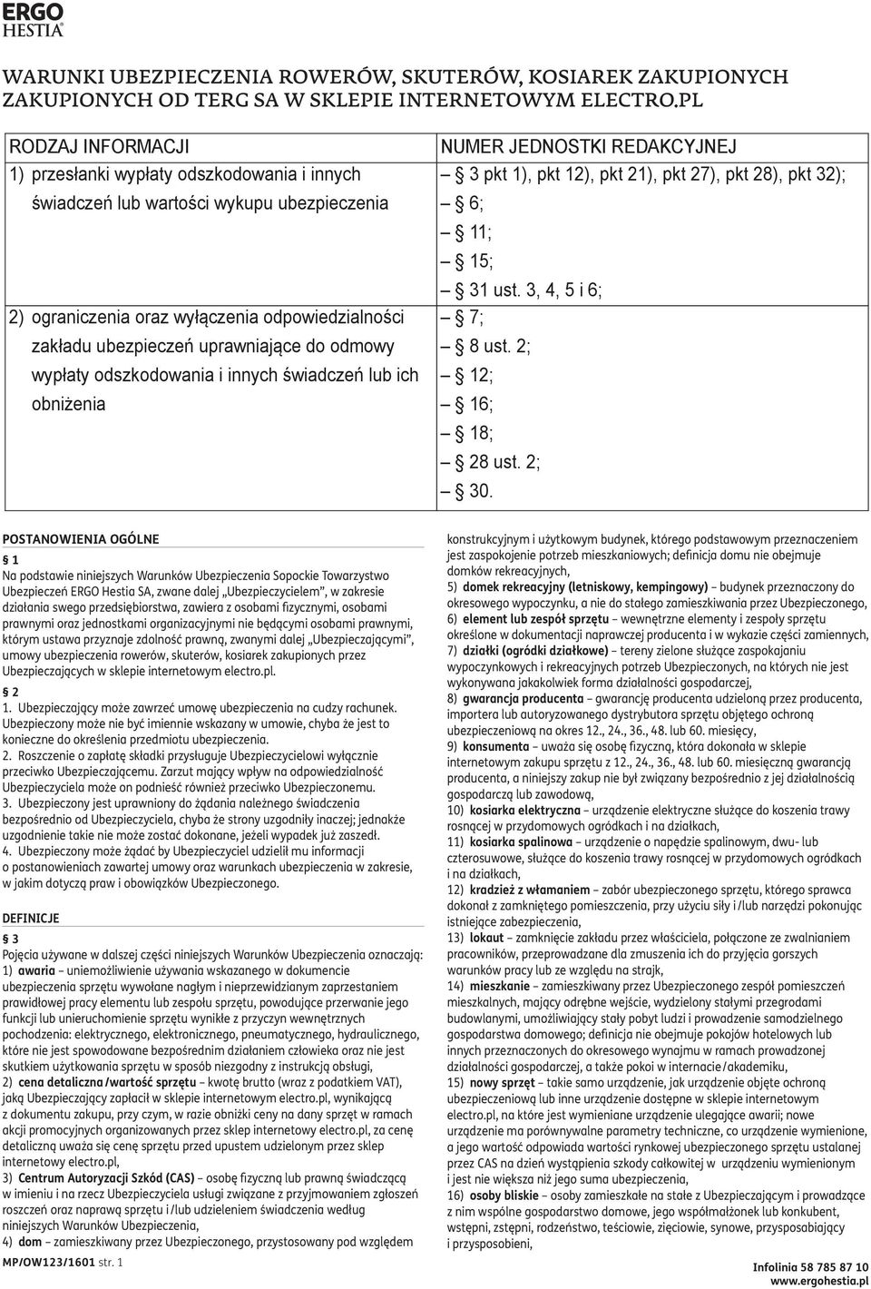 wypłaty odszkodowania i innych świadczeń ich obniżenia NUMER JEDNOSTKI REDAKCYJNEJ 3 pkt 1), pkt 12), pkt 21), pkt 27), pkt 28), pkt 32); 6; 11; 15; 31 ust. 3, 4, 5 i 6; 7; 8 ust.