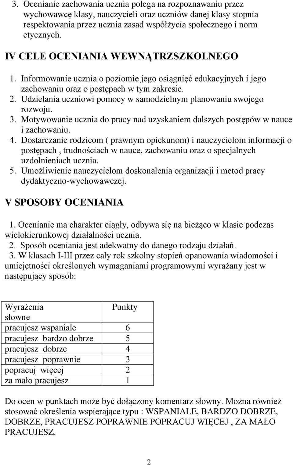 Udzielania uczniowi pomocy w samodzielnym planowaniu swojego rozwoju. 3. Motywowanie ucznia do pracy nad uzyskaniem dalszych postępów w nauce i zachowaniu. 4.