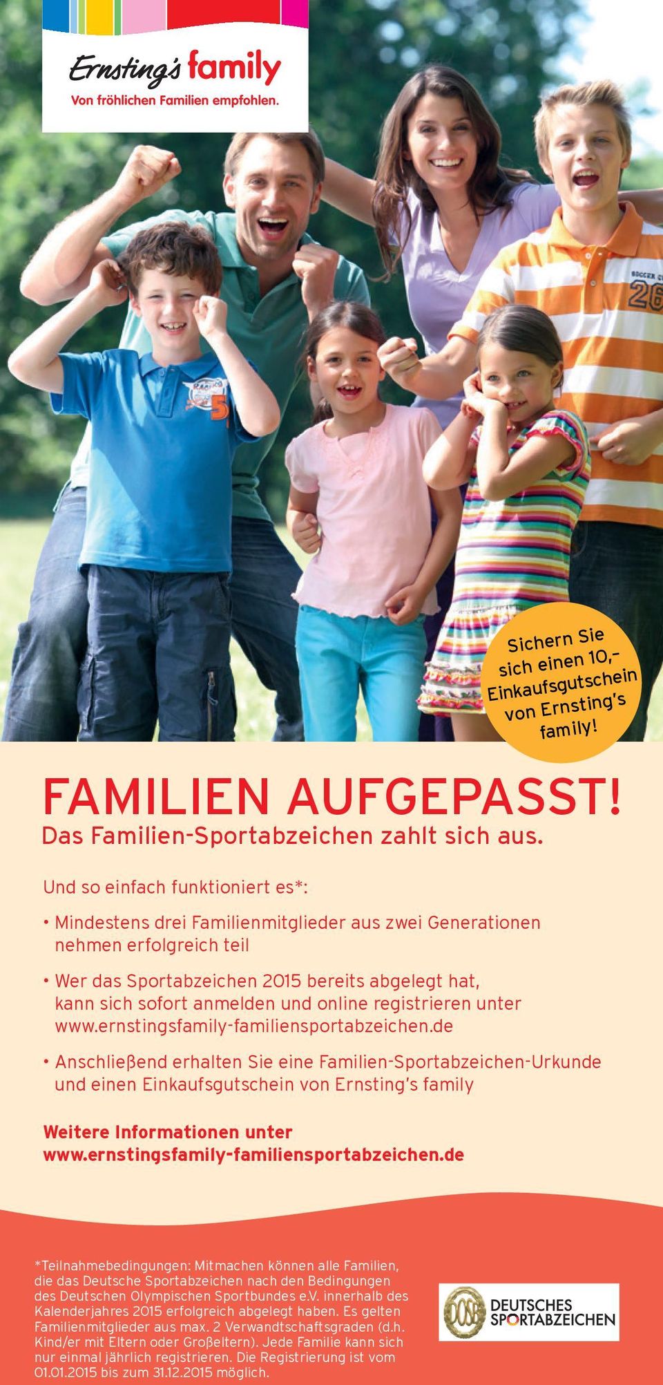 online registrieren unter www.ernstingsfamily-familiensportabzeichen.