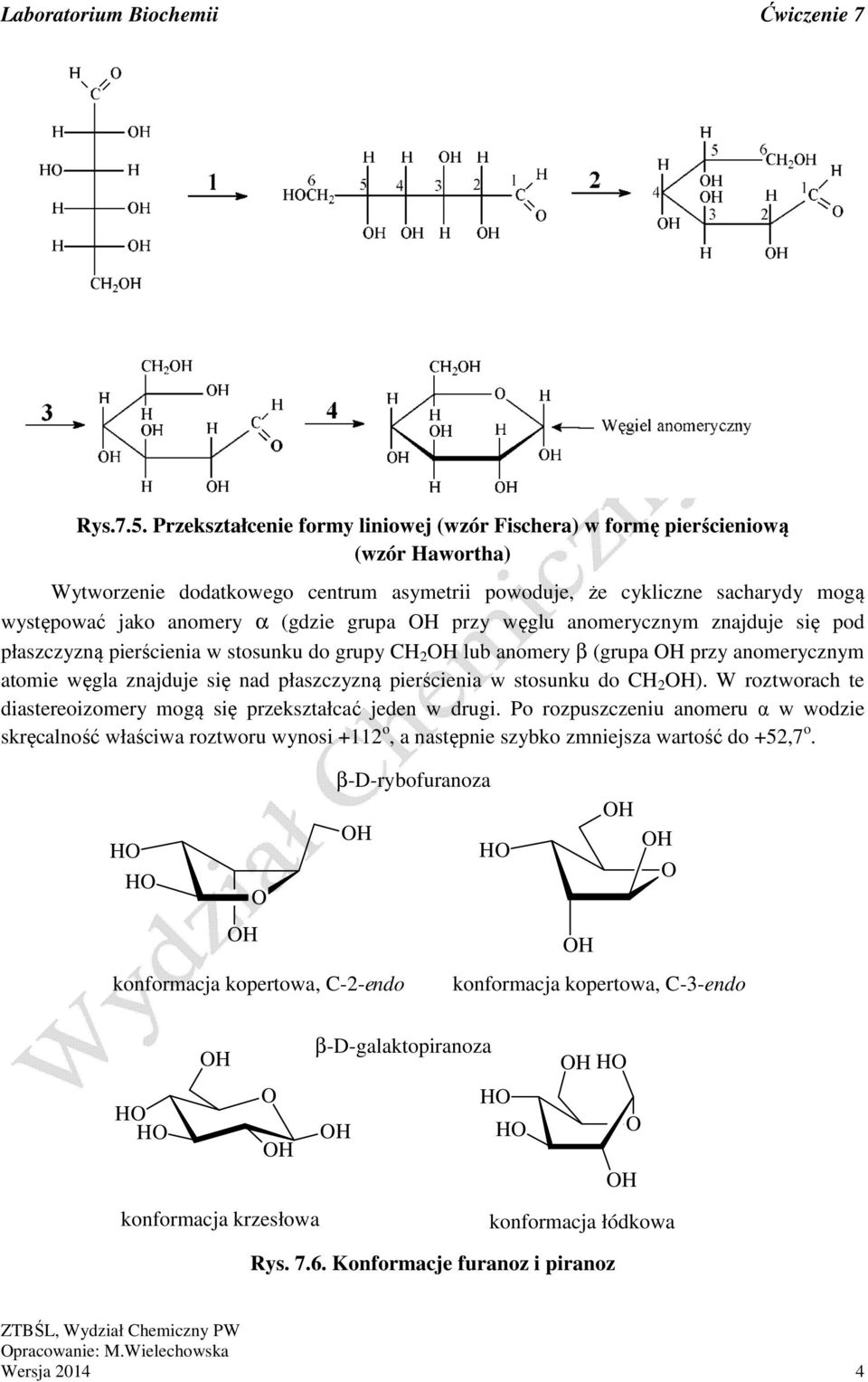 grupa przy węglu anomerycznym znajduje się pod płaszczyzną pierścienia w stosunku do grupy 2 lub anomery β (grupa przy anomerycznym atomie węgla znajduje się nad płaszczyzną pierścienia w stosunku do