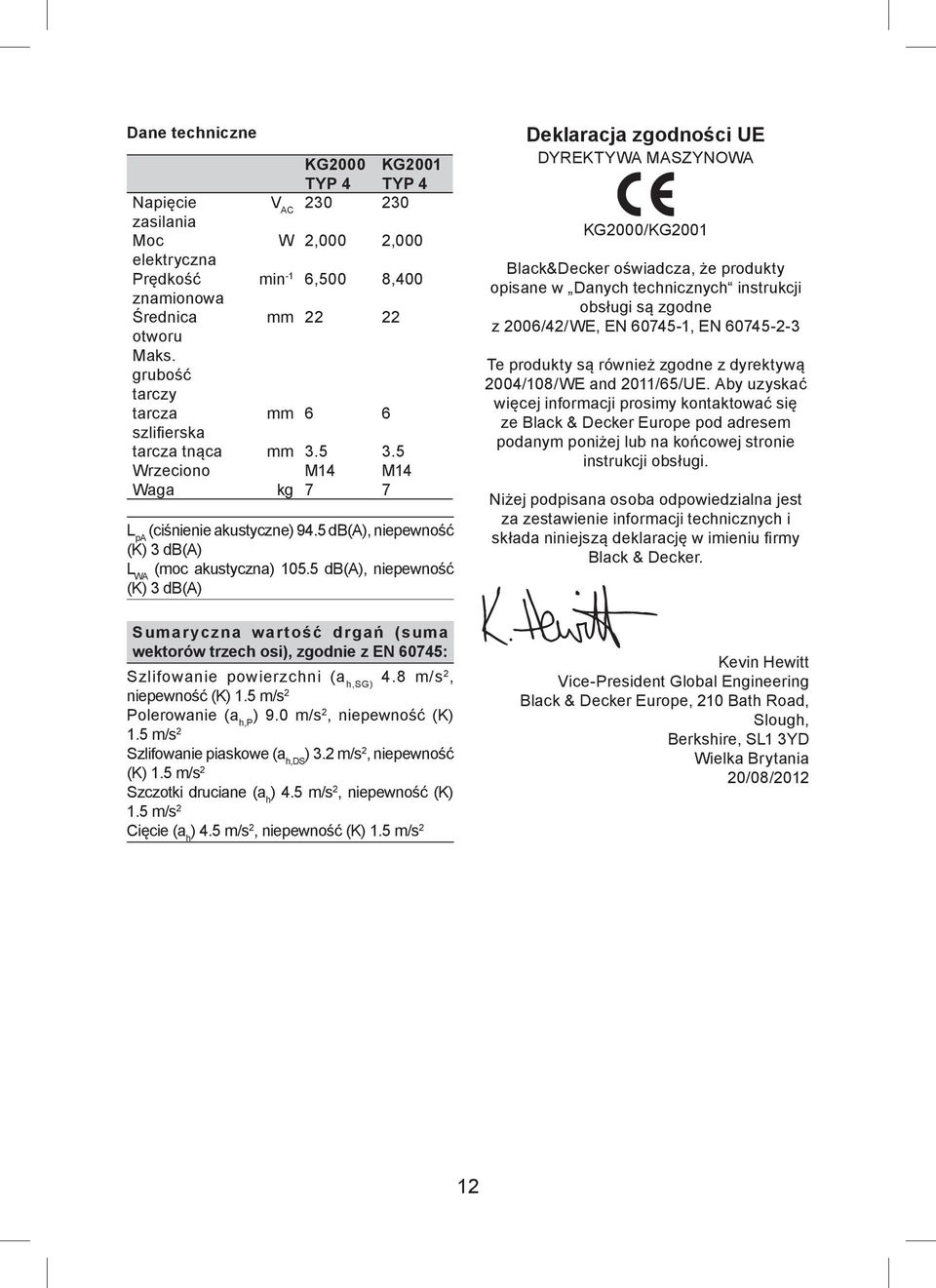 5 db(a), niepewność (K) 3 db(a) Sumaryczna wartość drgań (suma wektorów trzech osi), zgodnie z EN 60745: Szlifowanie powierzchni (a h,sg) 4.8 m/s 2, niepewność (K) 1.5 m/s 2 Polerowanie (a h,p ) 9.