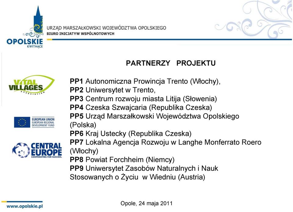 Opolskiego (Polska) PP6 Kraj Ustecky (Republika Czeska) PP7 Lokalna Agencja Rozwoju w Langhe Monferrato Roero