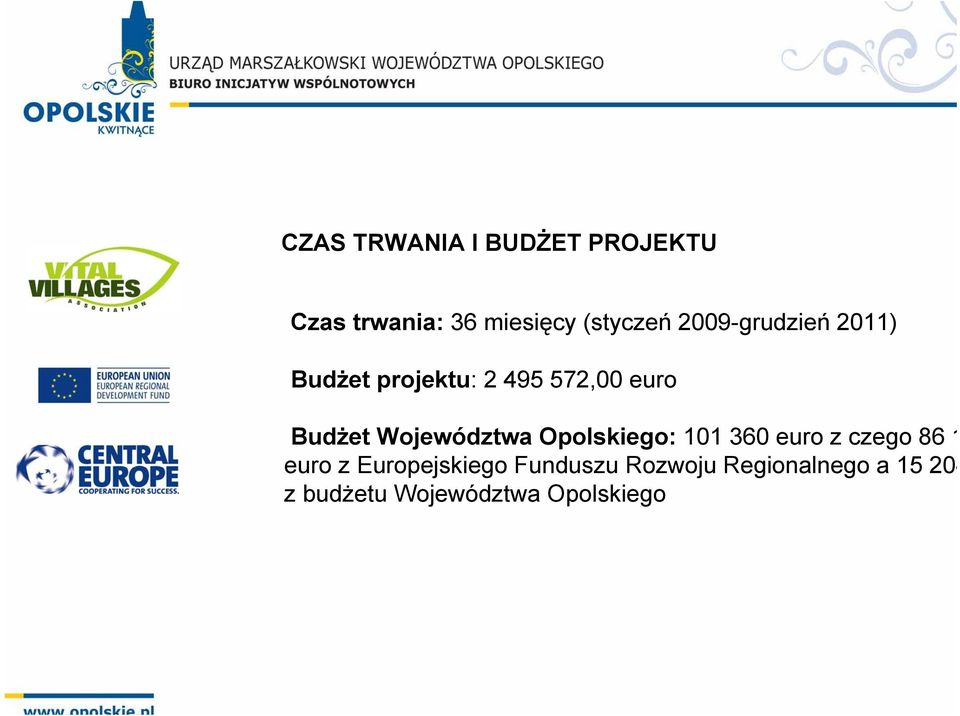 Województwa Opolskiego: 101 360 euro z czego 86 1 euro z