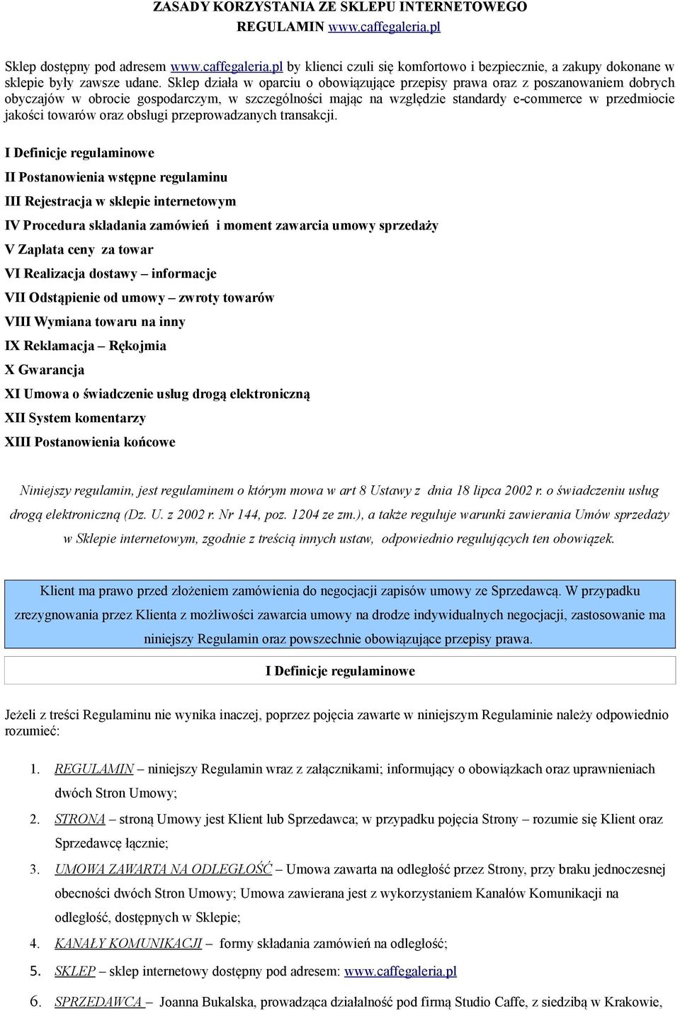 towarów oraz obsługi przeprowadzanych transakcji.