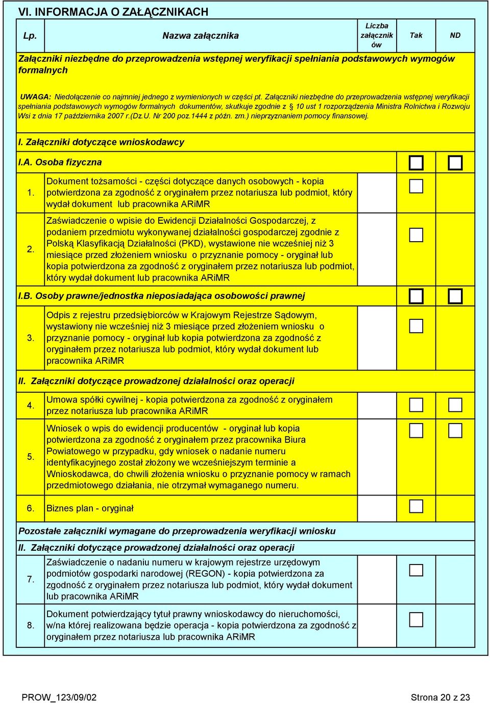 wymienionych w części pt.