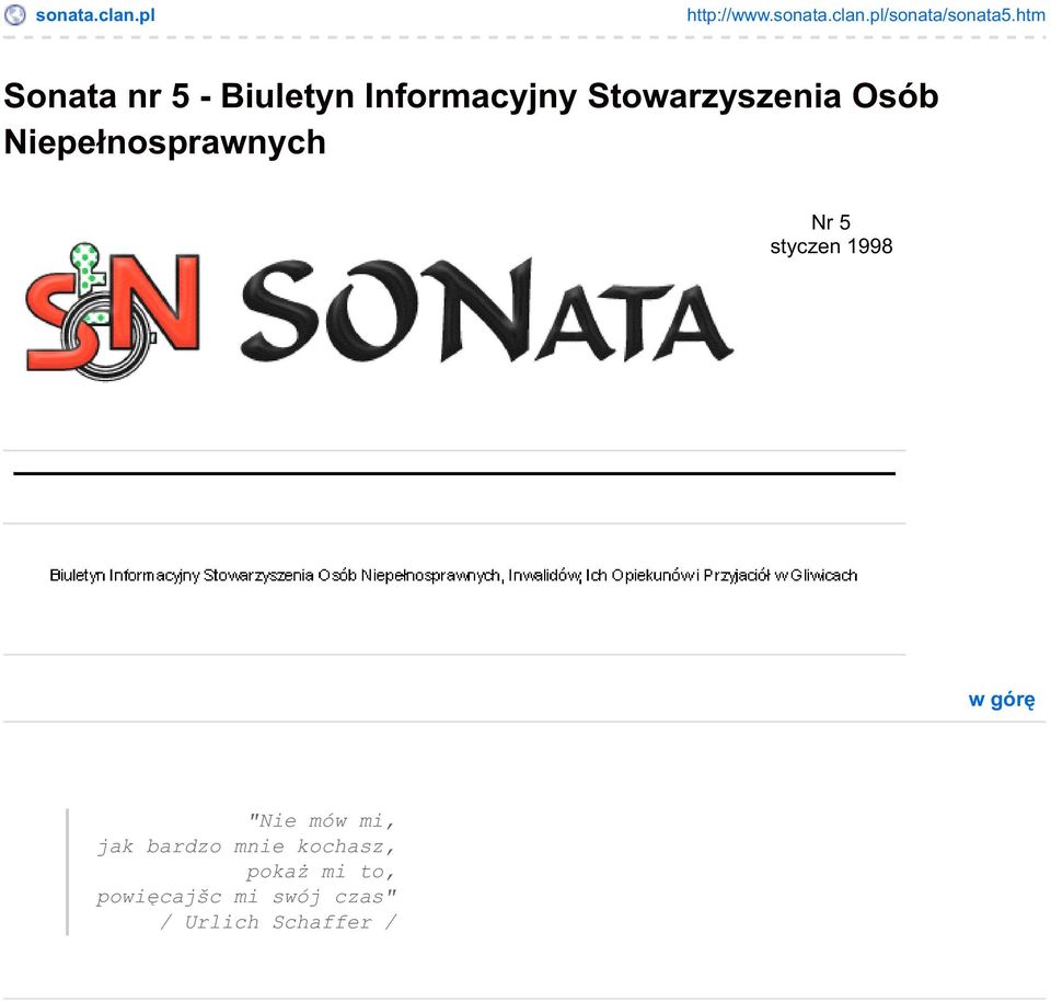 Niepełnosprawnych Nr 5 styczen 1998 "Nie mów mi, jak bardzo