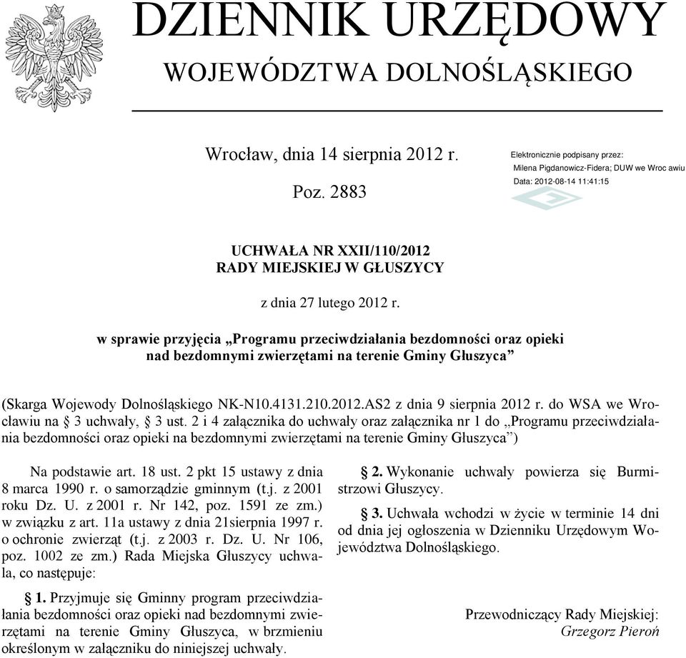 AS2 z dnia 9 sierpnia 2012 r. do WSA we Wrocławiu na 3 uchwały, 3 ust.