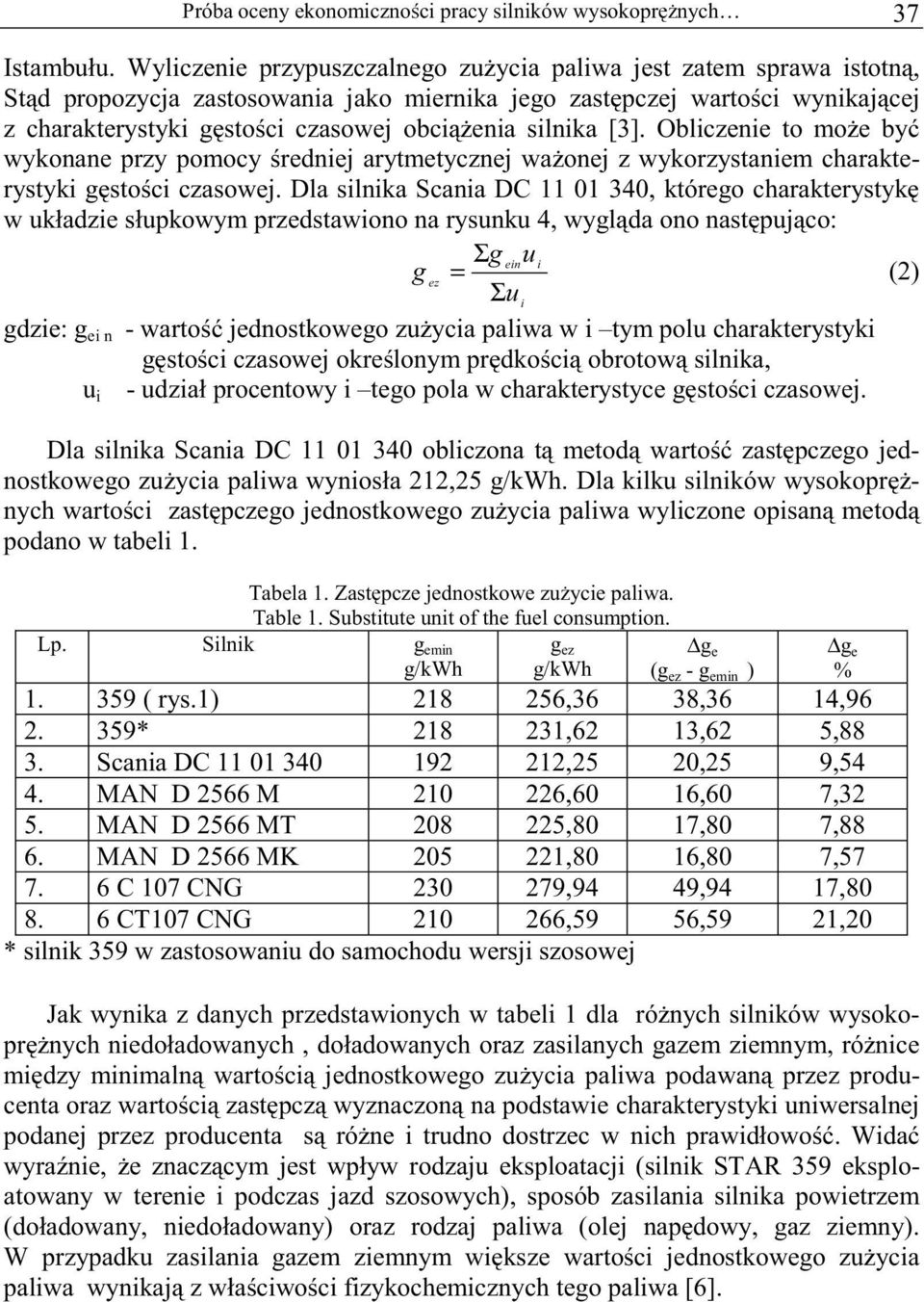 silnika [3]. Obliczenie to może być wykonane przy pomocy średniej arytmetycznej ważonej z wykorzystaniem charakterystyki gęstości czasowej.