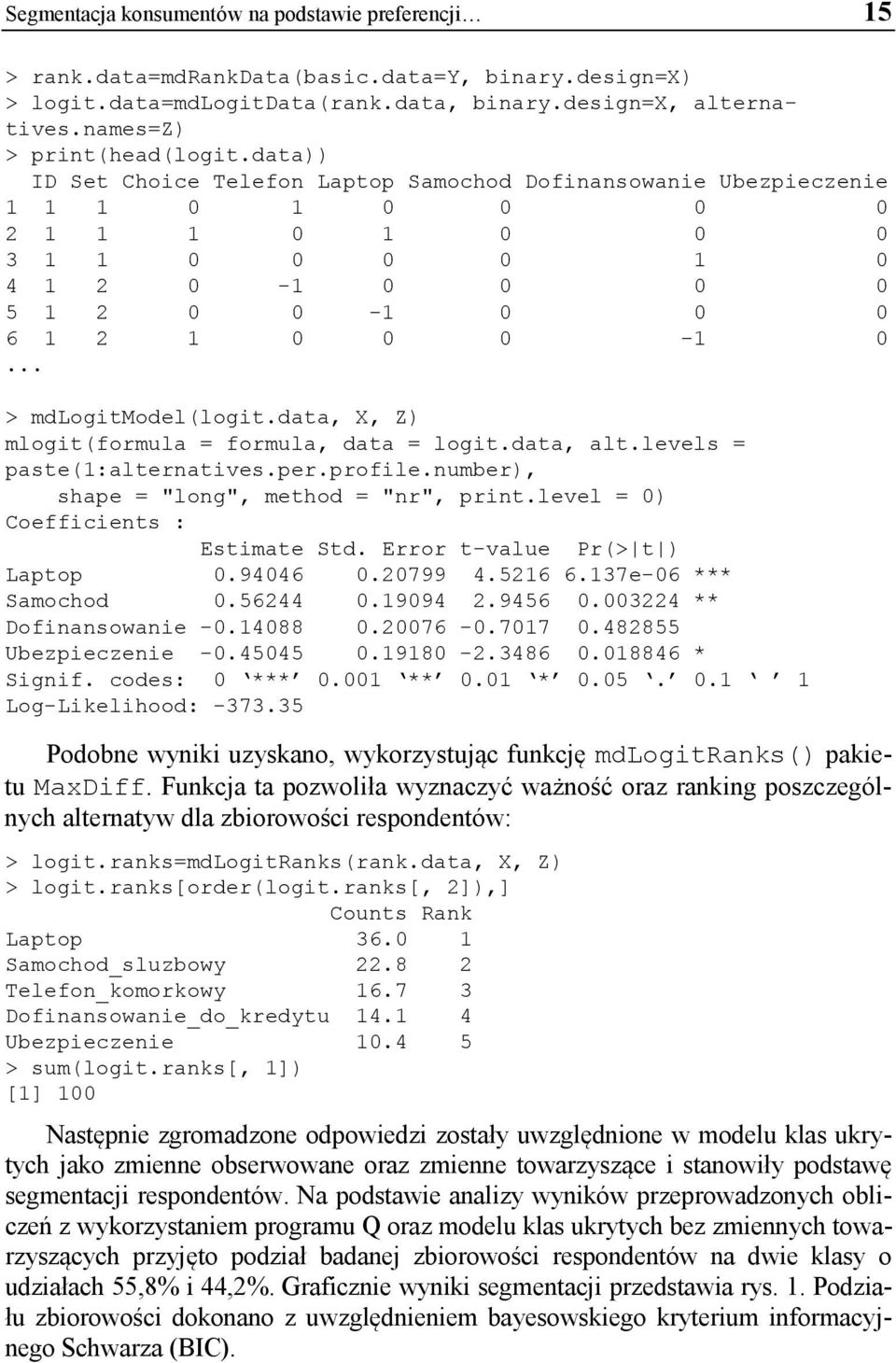 .. > mdlogitmodel(logit.data, X, Z) mlogit(formula = formula, data = logit.data, alt.levels = paste(1:alternatives.per.profile.number), shape = "long", method = "nr", print.