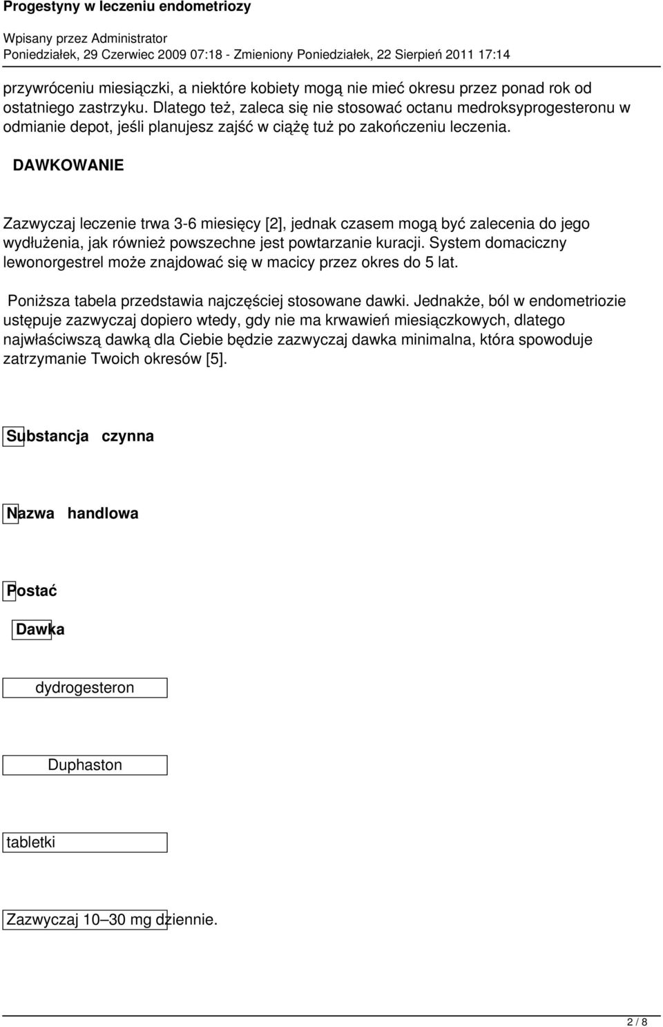 DAWKOWANIE Zazwyczaj leczenie trwa 3-6 miesięcy [2], jednak czasem mogą być zalecenia do jego wydłużenia, jak również powszechne jest powtarzanie kuracji.