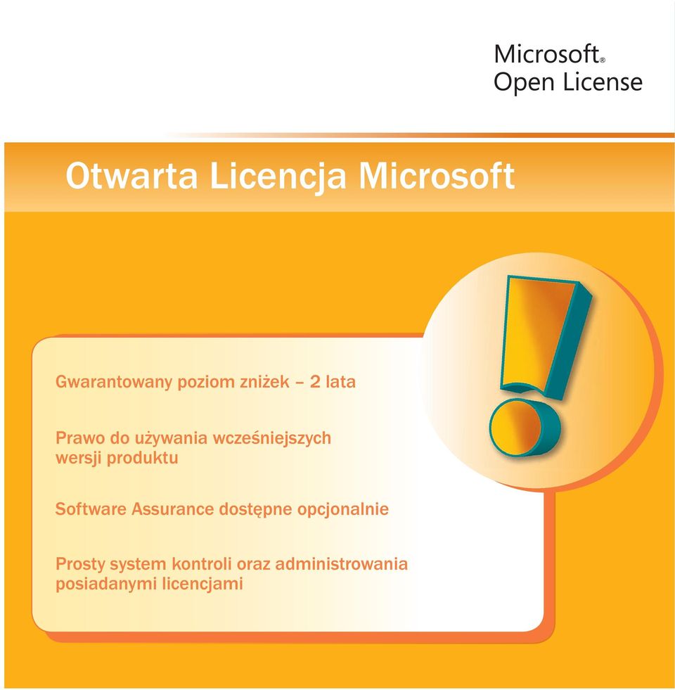 produktu Software Assurance dostępne opcjonalnie