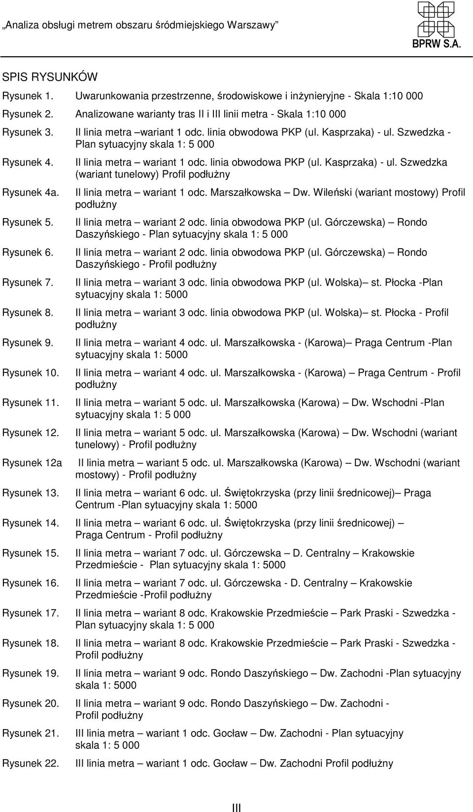 Rysunek 10. Rysunek 11. Rysunek 12. Rysunek 12a Rysunek 13. II linia metra wariant 1 odc. linia obwodowa PKP (ul. Kasprzaka) - ul.